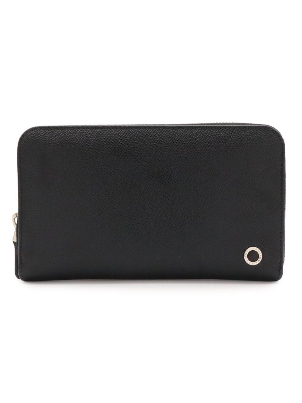 Bvlgari Man Zip Wallet Zip Around Leather Black Silver